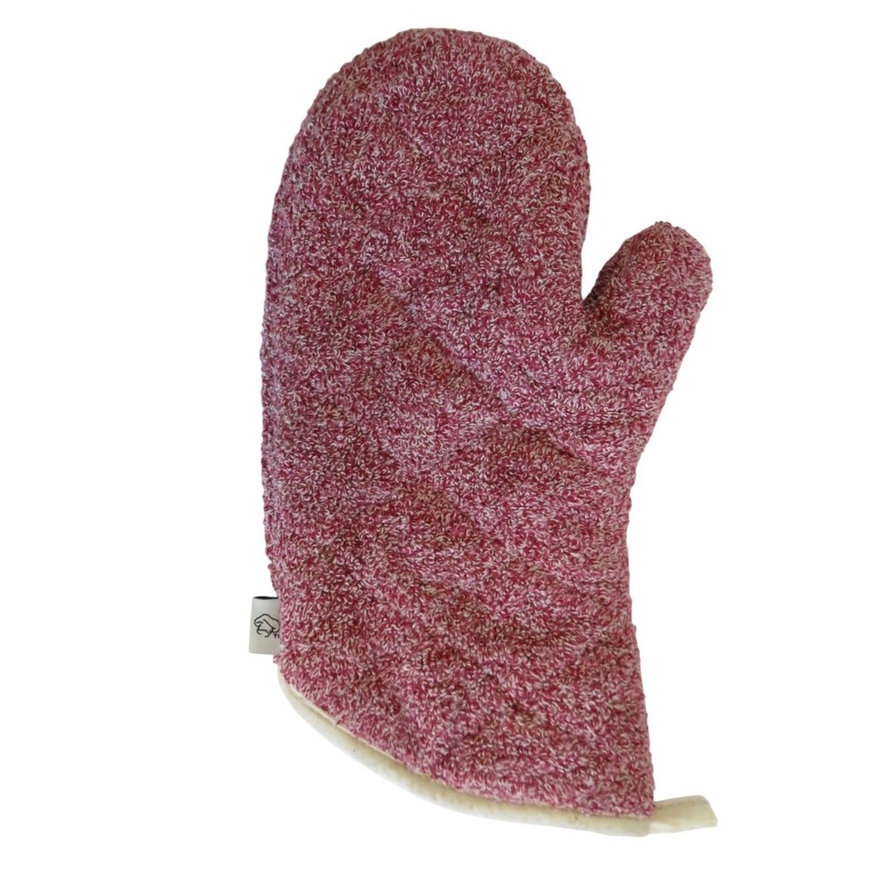 Pampered Chef Oven Mitt 100% Cotton Terry Cloth Cranberry Red Retired #1329